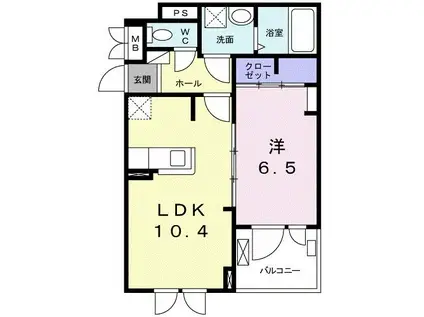 カレッタ・イースト(1LDK/3階)の間取り写真