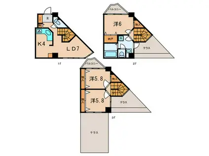カドリル青葉台(3LDK/1階)の間取り写真