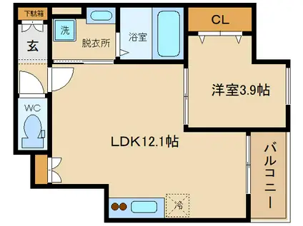EIJU小山(1LDK/3階)の間取り写真