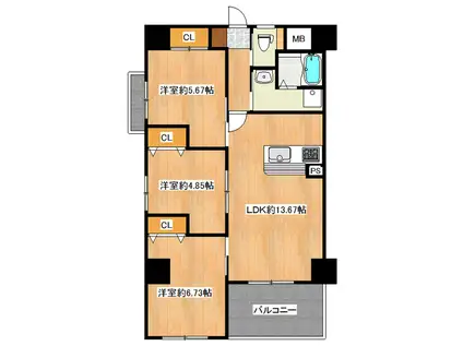リラス伊賀駅前(3LDK/2階)の間取り写真