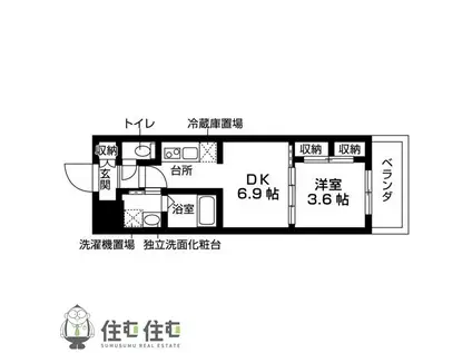 MELIV三好ケ丘(1DK/4階)の間取り写真