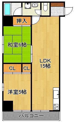 コンフォート高見(2LDK/6階)の間取り写真