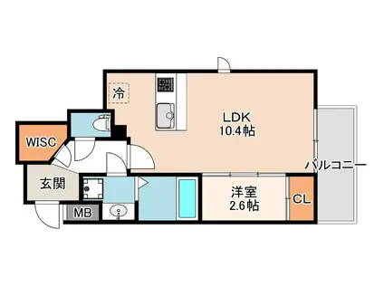 AFFLUENCE難波イースト(1LDK/6階)の間取り写真