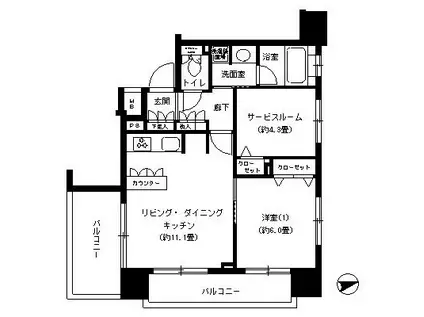 パークキューブ浅草田原町(2LDK/10階)の間取り写真