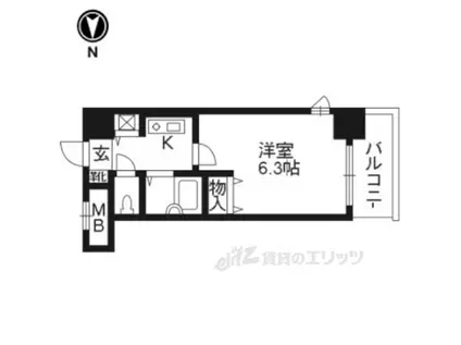 プレサンス京都烏丸御池2404(1K/4階)の間取り写真