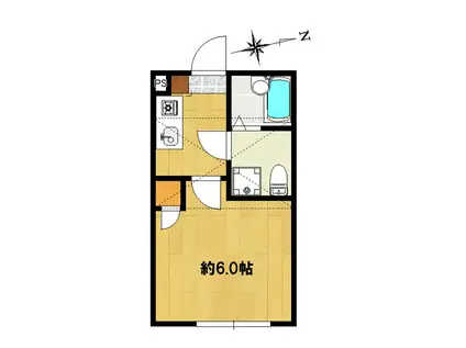 アザーレ生田II(1K/2階)の間取り写真