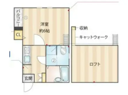 ピュア別府南七番館(1K/2階)の間取り写真