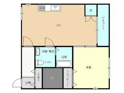 ドエル大森(1LDK/3階)の間取り写真