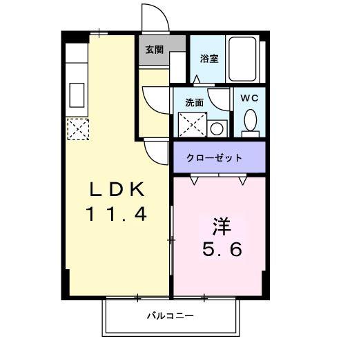 ヴェルチェ(1LDK/1階)の間取り写真