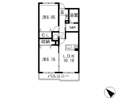 VENTO・LUCE(2LDK/1階)の間取り写真