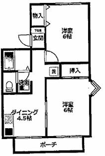 メゾンド尾上(2DK/1階)の間取り写真