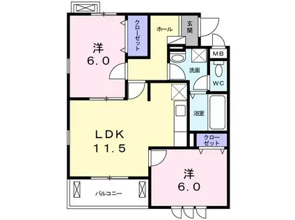 サンリット(2LDK/2階)の間取り写真