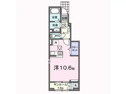 ソルブリッサ III(ワンルーム/1階)の間取り写真