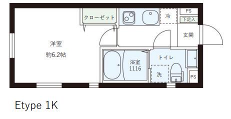 レピュア目黒本町レジデンス(1K/2階)の間取り写真