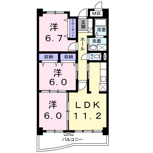 サンフィールド(3LDK/1階)の間取り写真