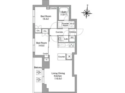 プラネソシエプラス旗の台(2LDK/3階)の間取り写真