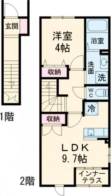 スカイ ハイム(1LDK/2階)の間取り写真