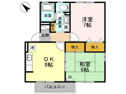 コーポアルファーII(2DK/2階)の間取り写真