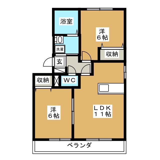ル・シエル(2LDK/1階)の間取り写真