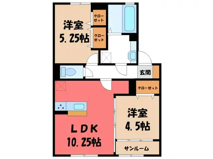 コンフォートレジデンス宮子 A(2LDK/2階)の間取り写真