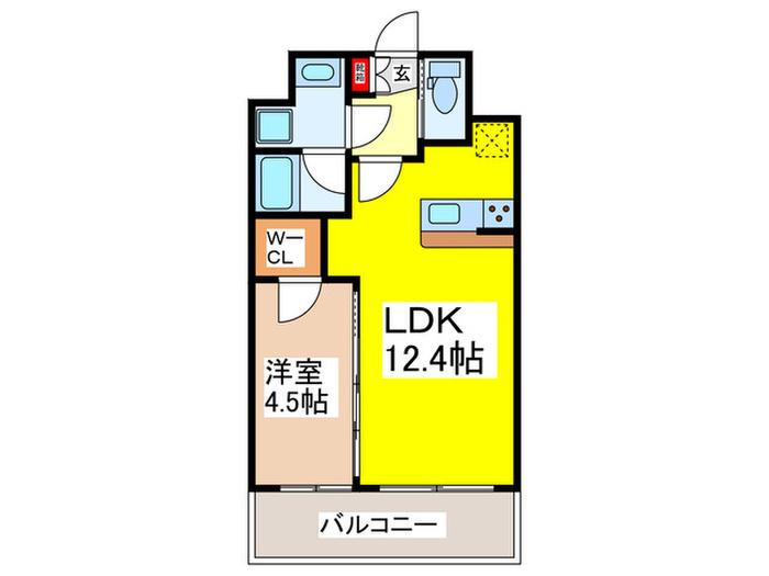 ソルテラス OSAKA イースト GATE(1LDK/7階)の間取り写真