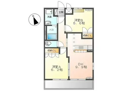 ティー・エム・ラドゥール(2DK/2階)の間取り写真