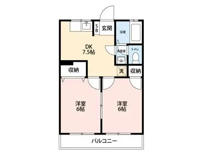 サニーフジミ(2DK/1階)の間取り写真