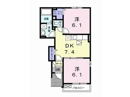 サンリット・カーサ II(2DK/1階)の間取り写真