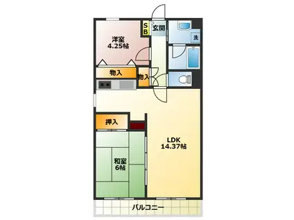 ハイランド・ウエスト(2LDK/2階)の間取り写真