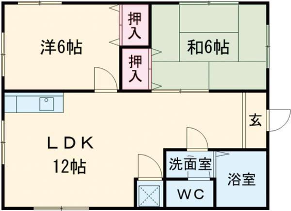 クリスタルメゾン上白川(2LDK/1階)の間取り写真