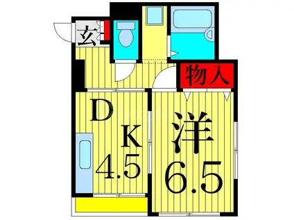レジデンスK(1DK/2階)の間取り写真