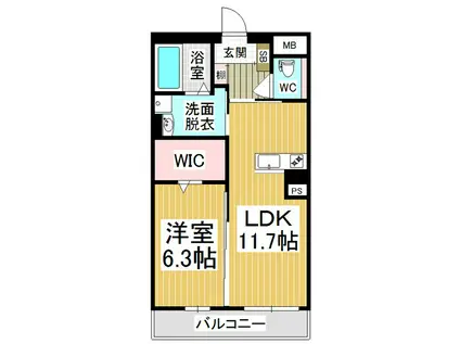 コンフォーティアブレイン樹(1LDK/6階)の間取り写真