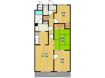 ラフェスタ大塩(3LDK/3階)の間取り写真