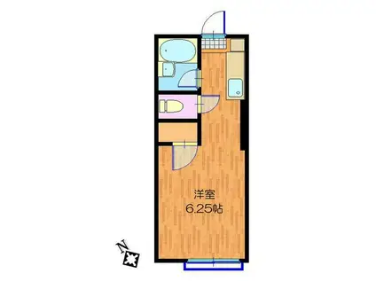 ミーテセレーノ矢野口(1K/2階)の間取り写真