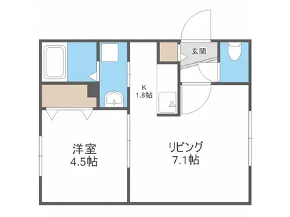 ガーデンコート美園(1LDK/1階)の間取り写真