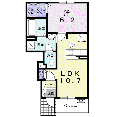 SK パレス(1LDK/1階)の間取り写真