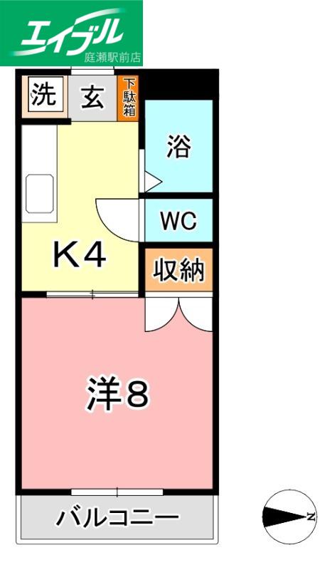 クリスタルハイツ(1K/3階)の間取り写真