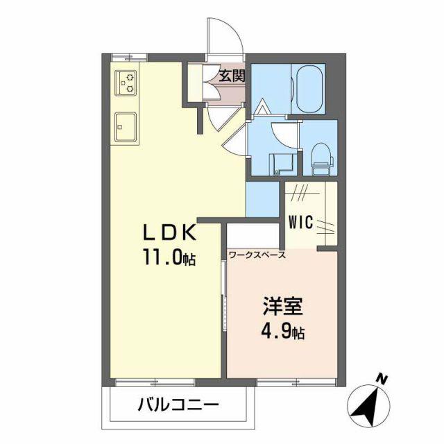 月ヶ丘ハイツ(1LDK/2階)の間取り写真