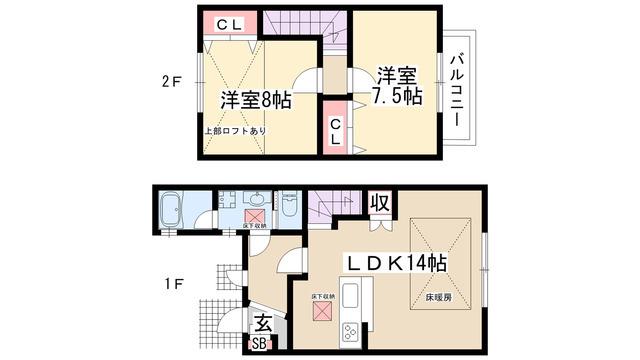 GREENCOURT社が丘(2LDK/1階)の間取り写真