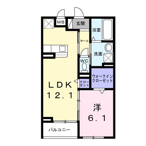 ムーネオ シオハマ(1LDK/2階)の間取り写真