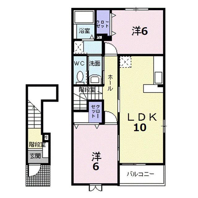 ラフレシールB(2LDK/2階)の間取り写真