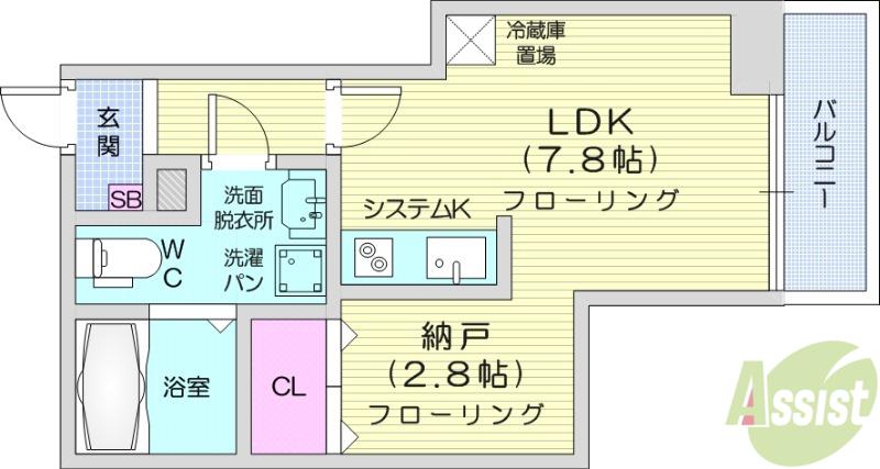 メリディアン多賀城新田(1LDK/2階)の間取り写真