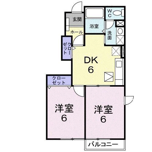 グランシャリオ・K(2DK/1階)の間取り写真