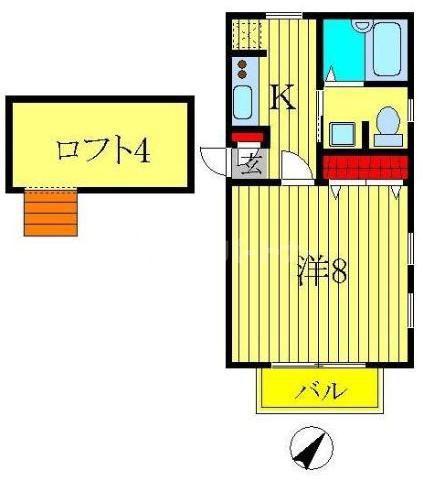 リブレア流山A(1K/2階)の間取り写真
