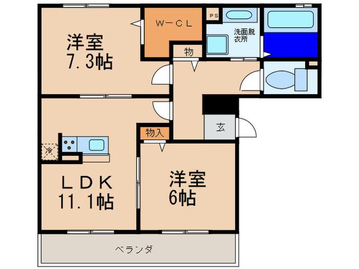 リヴェールメゾン(2LDK/3階)の間取り写真