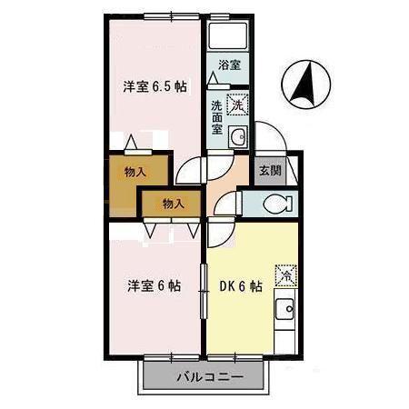 セジュール類家(2DK/1階)の間取り写真