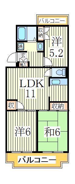 ジャスティス1番館(3LDK/3階)の間取り写真