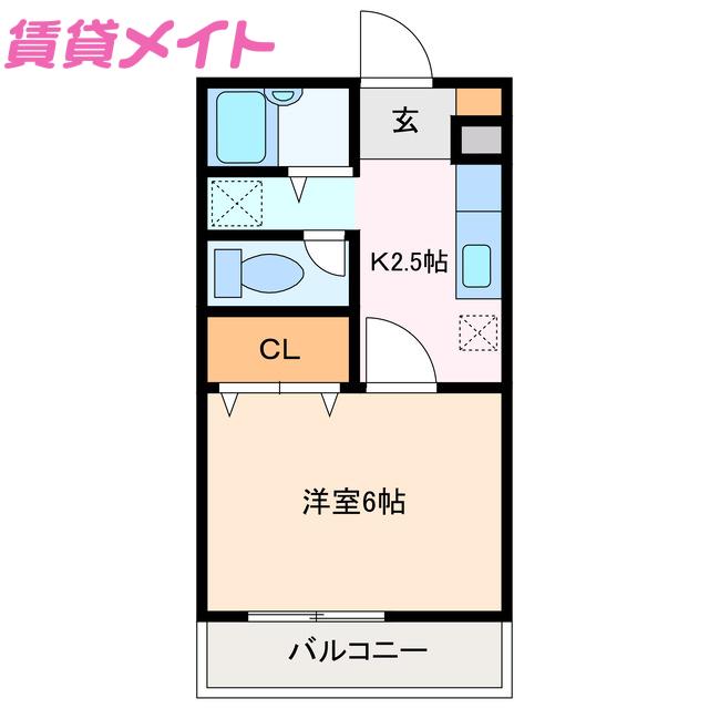 グランプリ(1K/3階)の間取り写真