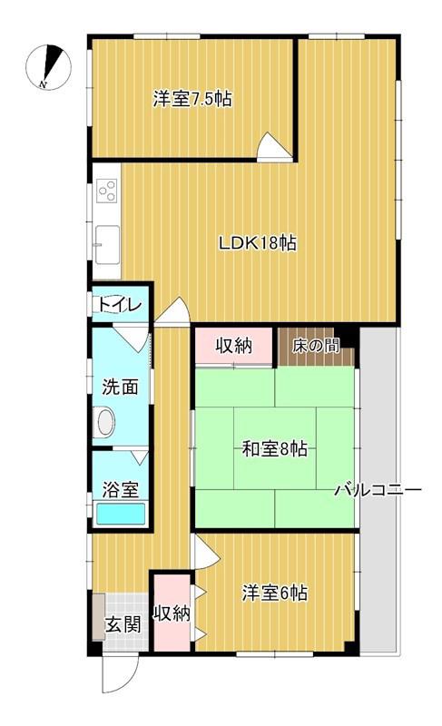 グリーンベル(3LDK/2階)の間取り写真