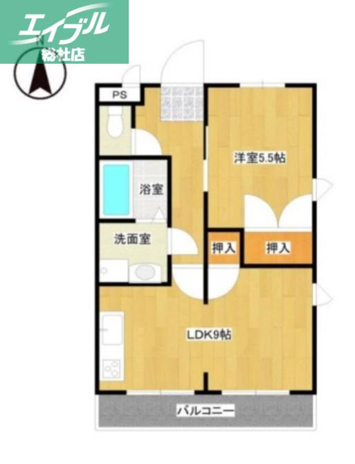マンション吉野(1LDK/2階)の間取り写真